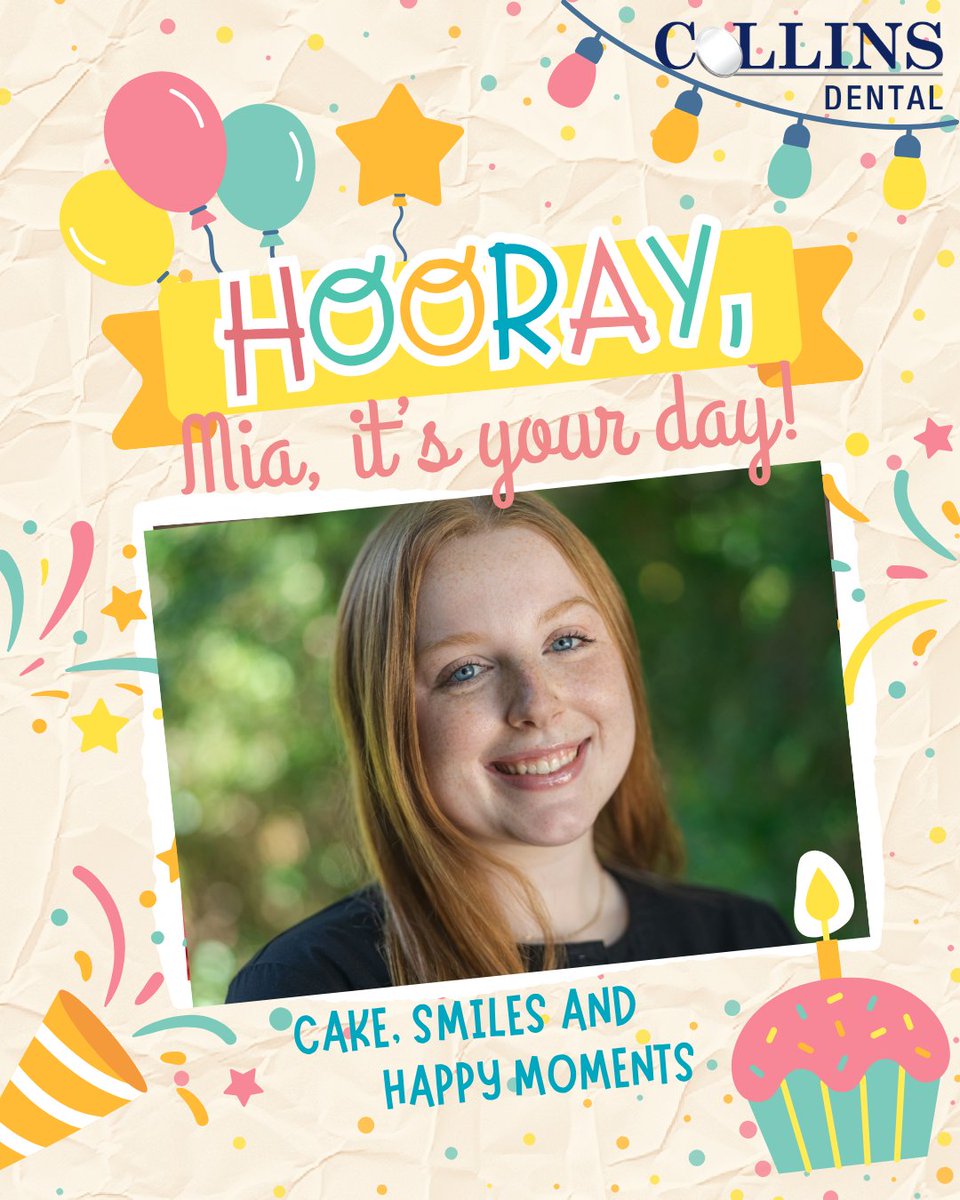 ChangingSmiles's tweet photo. Happy, Happy Birthday to our sweet hygienist, Mia. Today is your special day! 🎂🎊 #CollinsDental #Birthday https://t.co/wPboVvcehw