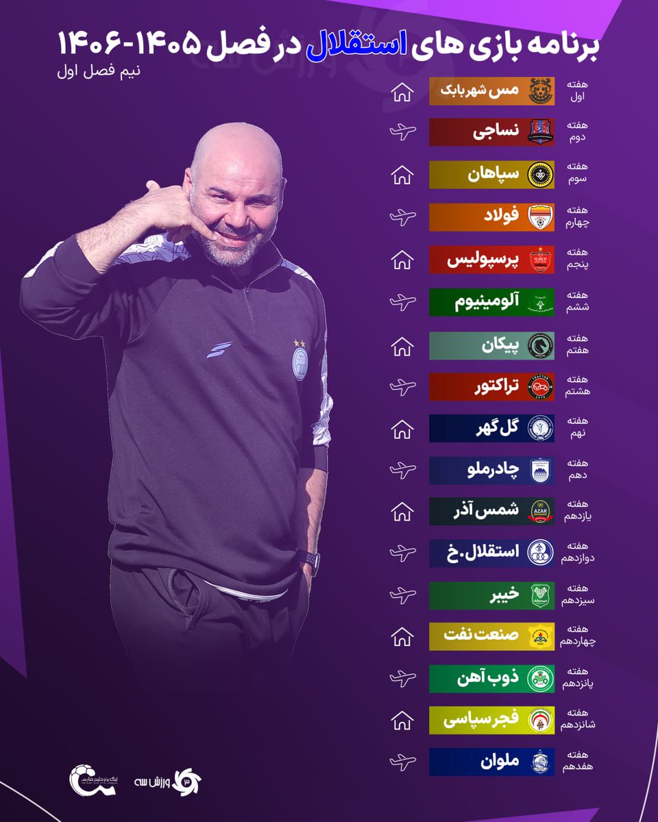 kiaaria43's tweet photo. لیگ برتر ایران قرعه کشی شد
برنامه بازیهای پرسپولیس و استقلال و تراکتور و سپاهان اینجوریه
اول گفتن دربی هفته ۱۲م هستش
بعد فهمیدن اشتباه کردن و دربی هفته پنجم برگزار میشه https://t.co/Eij4dgxWDg