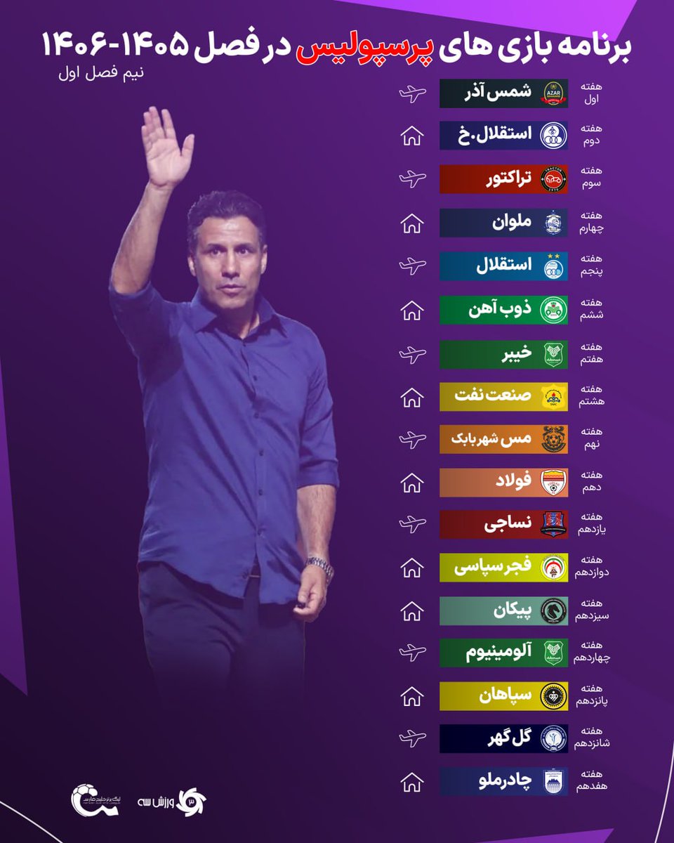 kiaaria43's tweet photo. لیگ برتر ایران قرعه کشی شد
برنامه بازیهای پرسپولیس و استقلال و تراکتور و سپاهان اینجوریه
اول گفتن دربی هفته ۱۲م هستش
بعد فهمیدن اشتباه کردن و دربی هفته پنجم برگزار میشه https://t.co/Eij4dgxWDg