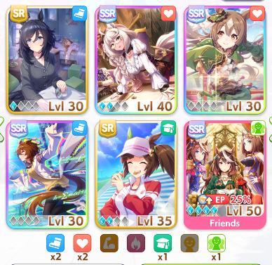 UmaTrainerLyra's tweet photo. Time to force Mayano Top Gun to run in every G1 possible (Including Dirt Races. (Also the support deck I decided to use for her)) https://t.co/fUoEyhD7VK
