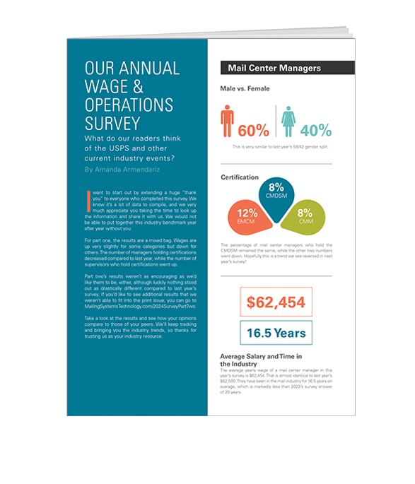 MailSystemsTech's tweet photo. Subscribe now and get your FREE Wage &amp; Operations Survey Report—packed with insights on salaries, staffing, and how your mail center stacks up. Want to see where you really stand?

https://t.co/gFWtgyz9hY https://t.co/zzSu1JqkpN