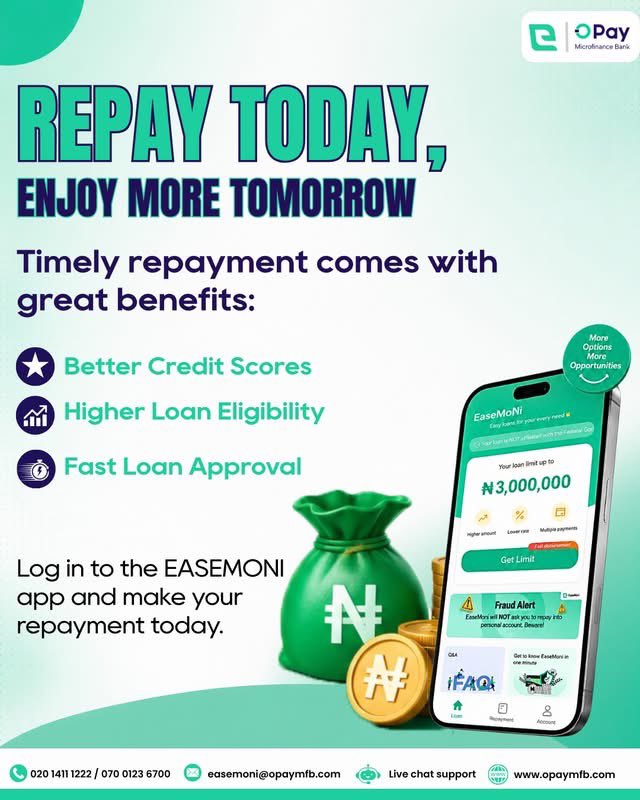 easemoni__ng_'s tweet photo. Salary don land! 
Before spending time, remember to repay your EaseMoni loan. Timely repayment helps you maintain a good credit profile and keeps you eligible for more loan opportunities.
Open your EaseMoni app and repay today.

#SalaryWeek #EaseMoni #LoanRepayment #RepayOnTime https://t.co/a6MOafi66M