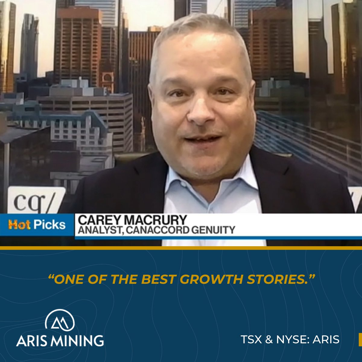 ArisMining's tweet photo. “One of the best growth stories.”

Carey MacRury, Analyst at Canaccord Genuity, featured Aris Mining as one of his top picks during a recent interview on @BNNBloomberg.

The discussion highlighted Aris Mining’s organic growth strategy and the opportunity to significantly increase gold production through:
🔹 Near-term growth from current expansions at Segovia and Marmato in Colombia
🔹Additional longer-term growth potential from Toroparu in Guyana and Soto Norte in Colombia
🔹 Strong free cash flow generation and balance sheet to fund our growth

Watch the full interview on BNN Bloomberg: https://t.co/tG8gKuEZbT

Thank you, Carey, for featuring Aris Mining.

TSX: $ARIS.TO | NYSE: $ARIS 
#ArisMining #GoldMining