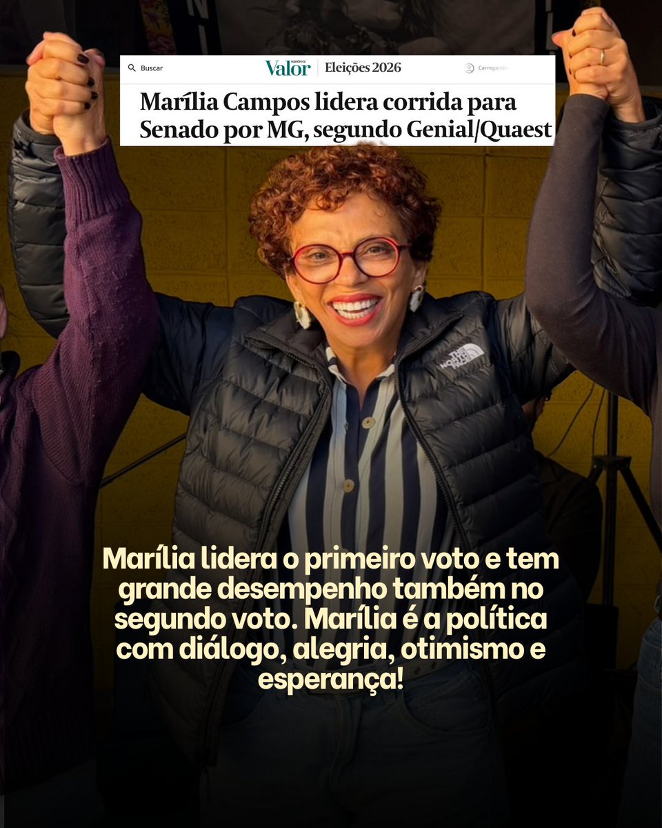 mariliacamposmg's tweet photo. Recebo com muita alegria o resultado da nova pesquisa Quaest, que me coloca na liderança da disputa pelo Senado em Minas Gerais. Esse resultado reforça a importância do diálogo, da escuta e da construção coletiva que tenho feito em todas as regiões do nosso estado. https://t.co/QnlcVeD8JD