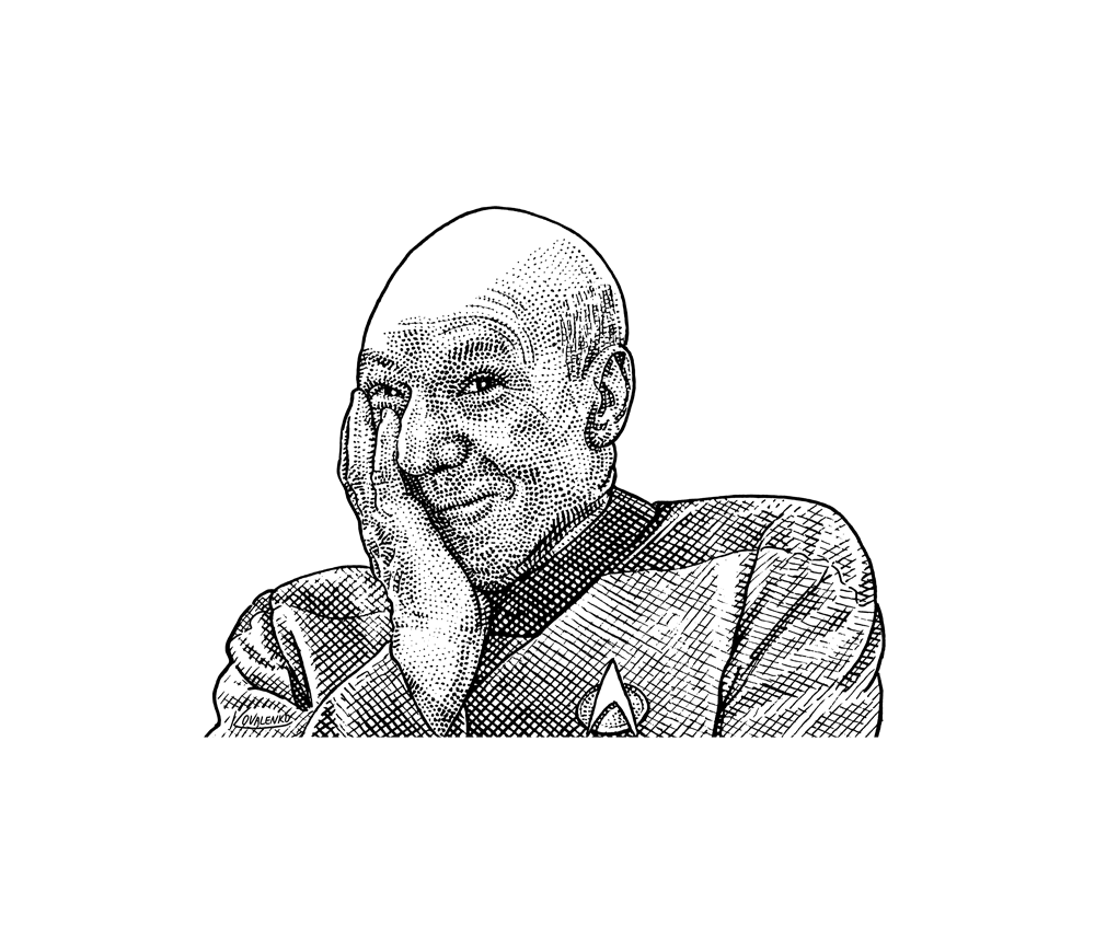 KovalenkoPjotr's tweet photo. Patrick Stewart as captain Jean-Luc Picard, WSJ 'hedcut', 2026.
#stippling #patrickstewart #hedcut #wsjhedcut #pjotr_kovalenko #portrait #ink #captainpicard https://t.co/dHABuF3SQi