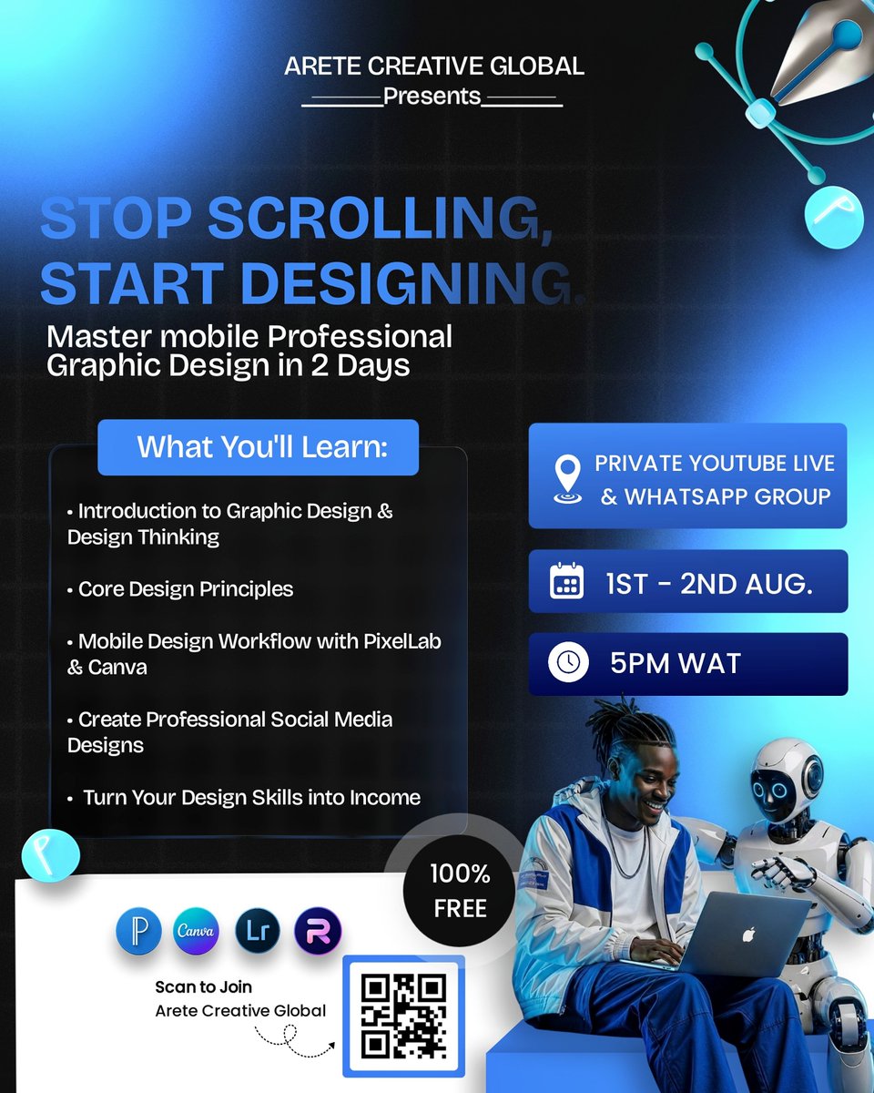 alatiseramadam's tweet photo. I created this Masterpiece for ACG.
A.C.G is an organization that helps young creatives with digital skill but this time, they are creatijg a 2-Day webinar for anyone willing to learn Graphic Design.
#rdesigns https://t.co/Sq8YC6KACs