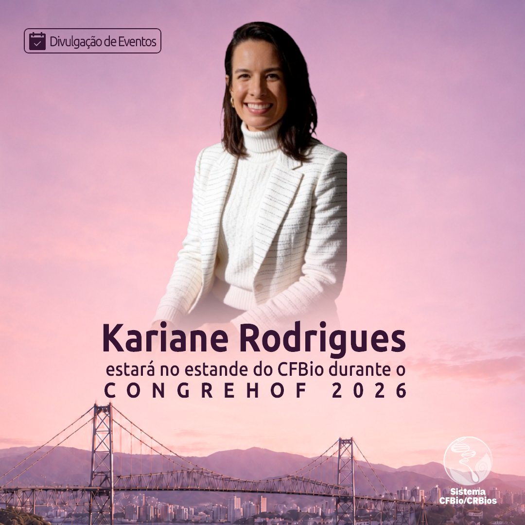 CFBio's tweet photo. 🩺 A Tricologia Clínica baseada em evidências será tema de palestra no estande do CFBio durante o #CONGREHOF2026!

📅 1º/08
🕦 11h30 às 11h50
👩‍🔬 Kariane Rodrigues de Sousa (CRBio 131425/10-D)
👥 Apenas 12 vagas

Participe!

#CFBio #CiênciasBiológicas #Tricologia #SaúdeCapilar https://t.co/nkOftP1UyE