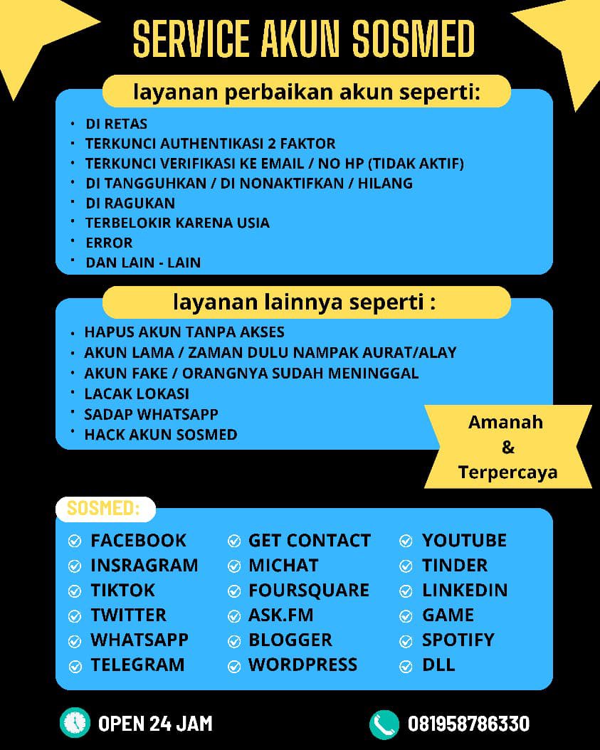 aizrys's tweet photo. OPEN JASA LAYANAN BALIKIN/PULIHIN AKUN SOSMED : ✅

(pulihkan akun,hapus akun,hack akun,sadap wa,dan lacak lokasi)

> Instagram  > Whatsapp
> Facebook   > Telegram
> Tiktok          > Goggle/Gmail
> Twitter/X    > Dll

Konsultasi? Fast respon whatsapp di bio 
#zonauang https://t.co/XM4X9pMShp