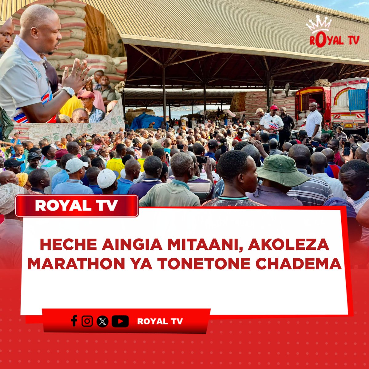 royalmediatz's tweet photo. Makamu Mwenyekiti wa Chama cha Demokrasia na Maendeleo (CHADEMA), John Heche, amesema awamu ya pili ya kampeni ya uhamasishaji wa Tonetone imeendelea leo kwa kufanya ziara ya mtaa kwa mtaa, ikiwa ni sehemu ya juhudi za kukamilisha lengo la kukusanya shilingi milioni 334.

Kwa mujibu wa Heche, mwitikio wa wananchi umekuwa mkubwa, huku wengi wakijitokeza kuchangia papo kwa hapo katika maeneo yaliyofikiwa na viongozi wa chama.

Akizungumza kupitia ujumbe wake aliouchapisha leo Jumanne, Julai 28, 2026, Heche alisema:

"Awamu ya pili ya kuhamasisha Tonetone leo tumeingia mtaa kwa mtaa kuhamasisha uchangiaji ili kukamilisha milioni 334. Kila tulikopita wananchi wametupokea kwa furaha na kuchangia papo kwa hapo." Amesema.

Aidha, amewahimiza wanachama, wafuasi na wananchi kuendelea kuchangia Chadema kupitia njia mbalimbali za malipo.

"Tuendelee kuchangia chama kwa namba M-Pesa: Namba 0744446969, Jina: CHADEMA HQ. NMB Bank, Namba ya Akaunti: 22606600140, Jina la Akaunti: Chama cha Demokrasia na Maendeleo."

CHADEMA inaendelea na kampeni hiyo ya Tonetone ikiwa ni sehemu ya jitihada za kukusanya fedha za kuendesha shughuli za chama kupitia michango ya wanachama, wafuasi na wadau wake.