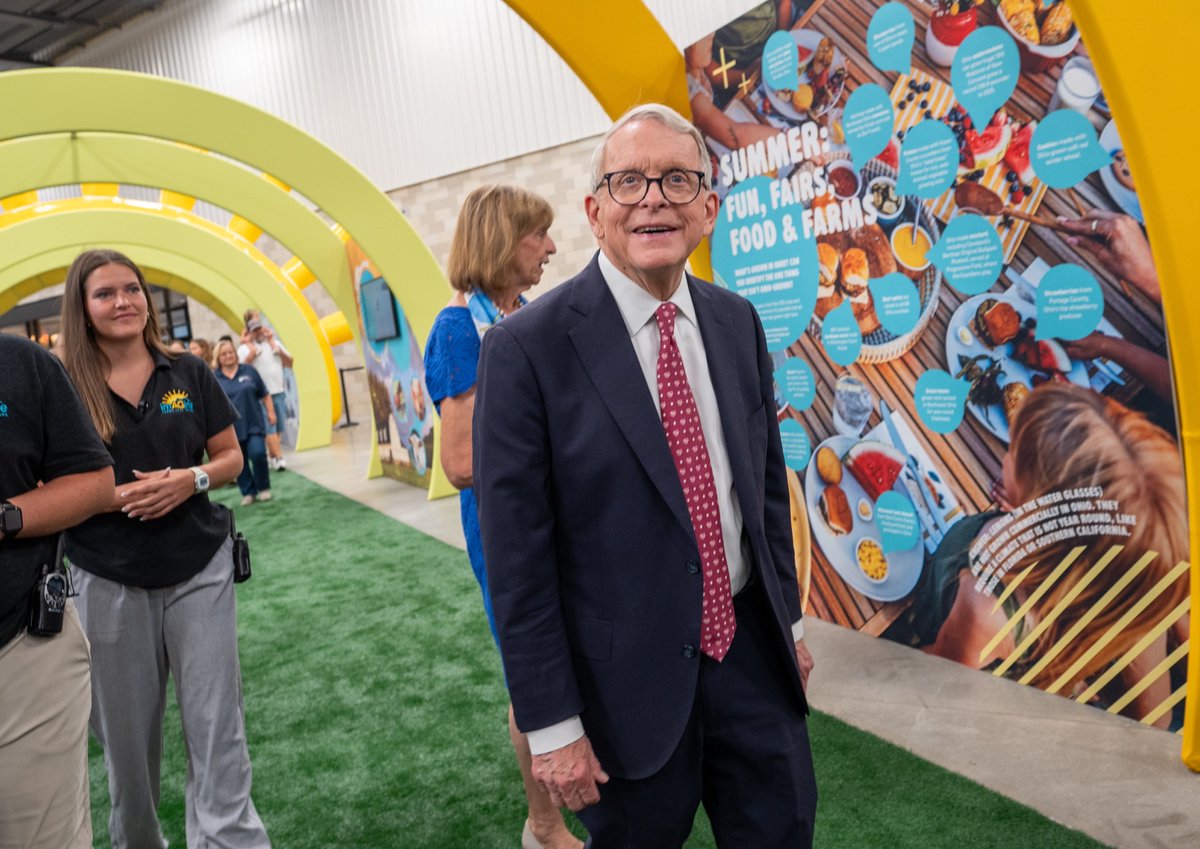 GovMikeDeWine's tweet photo. Fran and I were thrilled yesterday to officially open the new Ohio Agriculture Center at the @OhioStateFair! This new building and the interactive exhibits inside are outstanding, and we truly appreciate everyone who supported this project. This is one of several major improvements we're unveiling at the fairgrounds this year, and I encourage you to come out and see the transformation yourself when the Ohio State Fair begins tomorrow! 

2026 Ohio State Fair 🎡  July 29 - Aug. 9 🎡
Columbus, Ohio 🎡 https://t.co/z9AJ5DC4EN