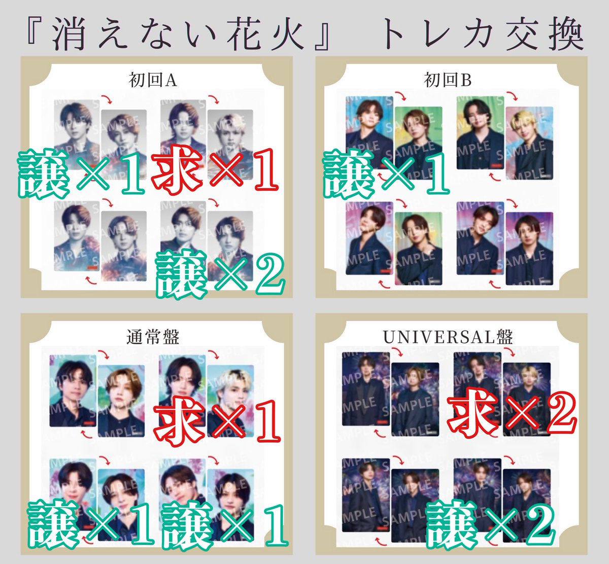 dyhmfs's tweet photo. #timeleszトレカ交換 

譲　A 原猪俣×2 佐藤橋本×1
       B 佐藤橋本×1
       通常　松島寺西×1 原猪俣×1
      ユニバ　原猪俣×2

求　初回A 菊池篠塚×1
       通常　菊池篠塚×1
　　ユニバ　菊池篠塚×2

異種交換可　都内近郊手渡しまたは
大阪以外のツアー会場にて手渡しのみ可 https://t.co/PWaNqp579s