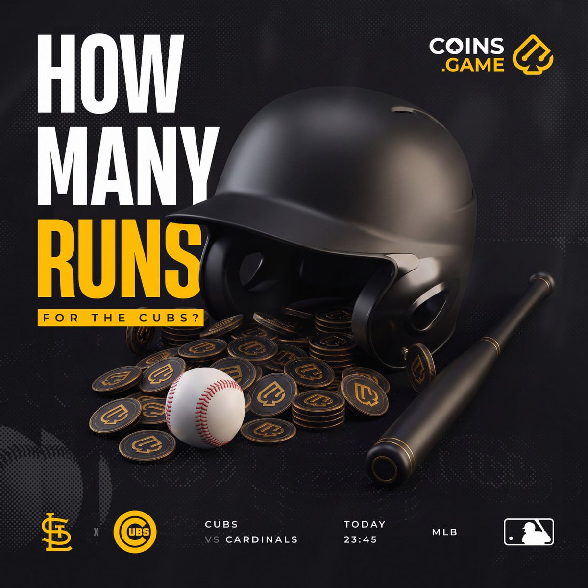 CoinsGame's tweet photo. ⚾ PREDICT THE CUBS’ RUN TOTAL &amp; WIN $5!

Cubs vs Cardinals. How many runs will Chicago score?

💛 0–2
❤️ 3–5
🖤 6+
Reply with the emoji + your pick before first pitch at 23:45 UTC.
5 random correct picks win a $5 promo code each. https://t.co/CzzyPoZnXE