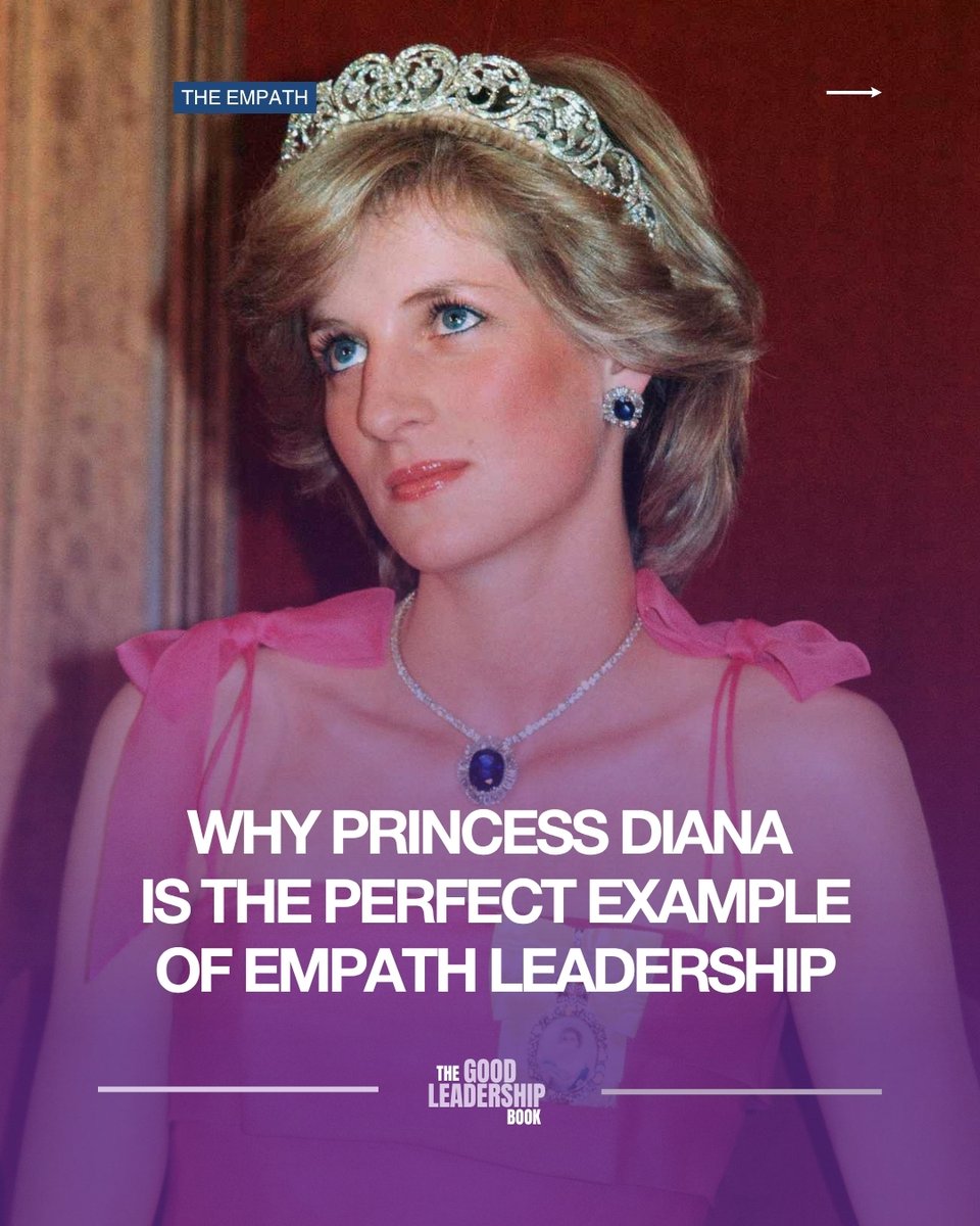 GoodLeadershipB's tweet photo. Princess Diana held AIDS patients' hands in 1987 when others were scared to. She sat with landmine survivors before any policy talk. She knelt to speak to kids at eye level.

That's the Empath, one of 12 Characters in The Good Leadership Book. It leads by understanding first. https://t.co/lClX1CW2kA