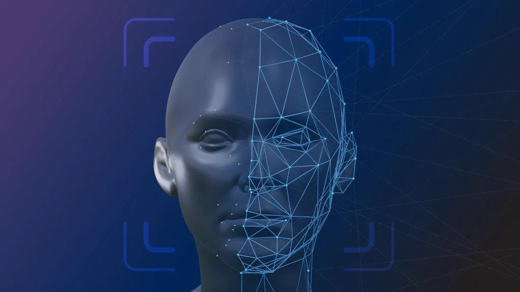 A graphic of a human head with half of it covered in lines connecting to dots.
