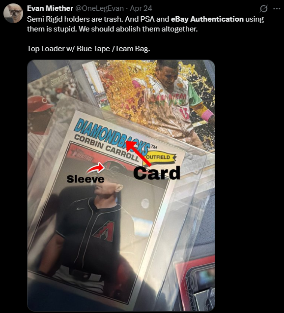 HobbyImprove's tweet photo. Day 1: @eBay This is a long know issues with @eBay  Authentication, returning cards with damage due to the way they package the cards. This is the easy fix with the use of painters tape, a penny sleeve and a card saver. Please fix this broken process. https://t.co/meDqQFOMxu