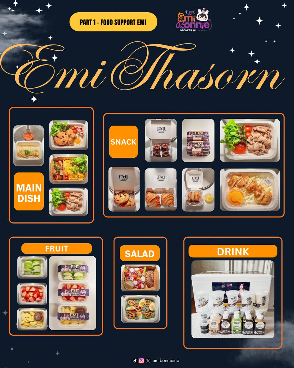 emibonnieina's tweet photo. 🌙 FOOD SUPPORT FOR EMI 🌙
 #กองทัพอิ่มท้องของทสร #emiamily 

From Indonesian fans with love🧡
We’re so happy to send a little food support for @emiamily & everyone on today’s #MoonshadowSeries filming set✨. We hope everyone enjoys the meals, stays energized, and has a smooth and wonderful shoot!
We’ll always be cheering you on🥰

Thank you @thasornofficial for organizing 😊
