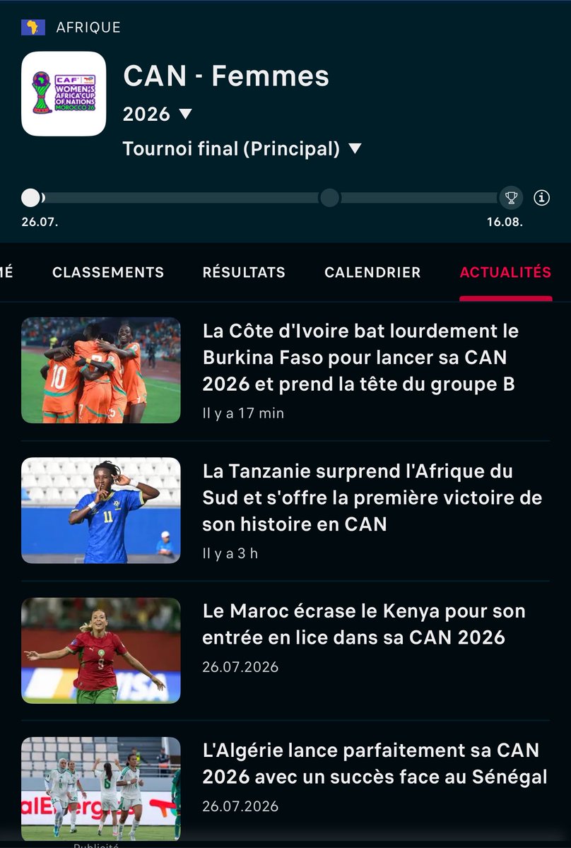 annacarreau's tweet photo. Si vous voulez suivre la CAN féminine, au moins les résumés de matchs, rendez-vous sur Flashscore ! 

Pour demain je vous prépare un autre portrait d’une jeune crack de la compétition 👀

C’est ici : https://t.co/rRDxSQvvyu https://t.co/z5RPR6kygX