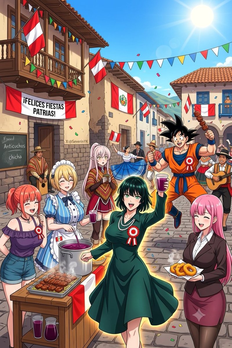 BrianJesusChav1's tweet photo. Fiestas Patrias de Perú (Independencia del Perú):
Celebrando la Fiesta Patria en Perú.
#AIArt #Anime #DBS #SonGoku #Peru #FiestaPatria #NinoNakano #Quintillizas #MafuyuKirisu #WeNeverLearn https://t.co/OeZIZ1BJei