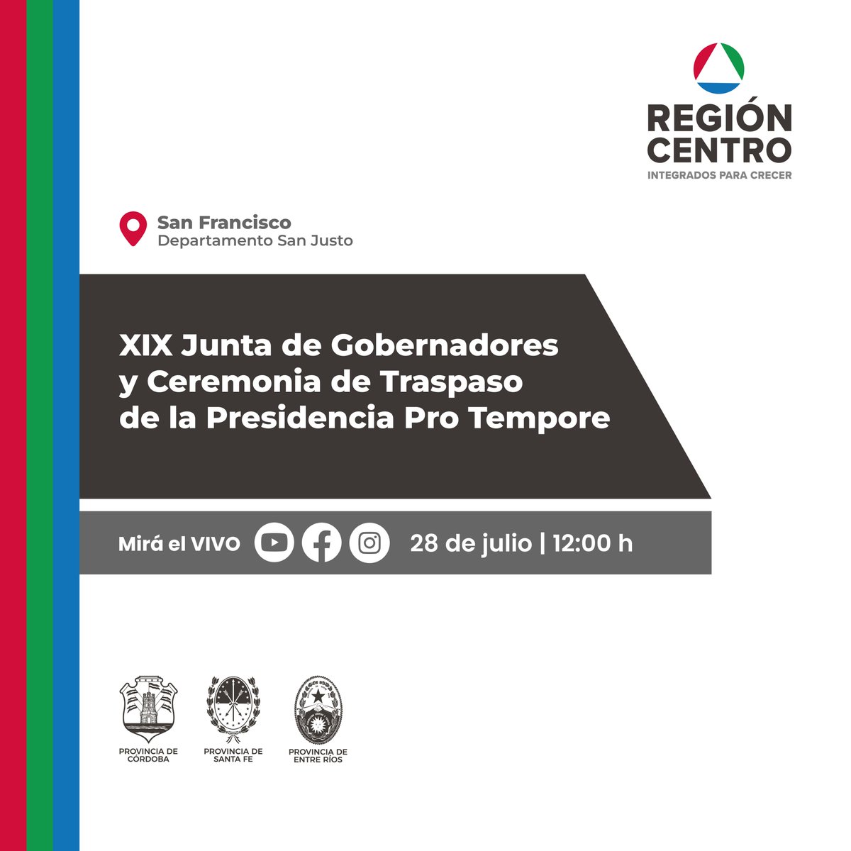 RegionCentroOf's tweet photo. 📍 La ciudad de #SanFrancisco será sede de la XIX Junta de Gobernadores de la #RegionCentro, un encuentro que reunirá a los mandatarios @MartinLlaryora, @frigeriorogelio y @maxipullaro para seguir fortaleciendo la integración y el crecimiento de Córdoba, Entre Ríos y Santa Fe. https://t.co/S1Muw0TdtR