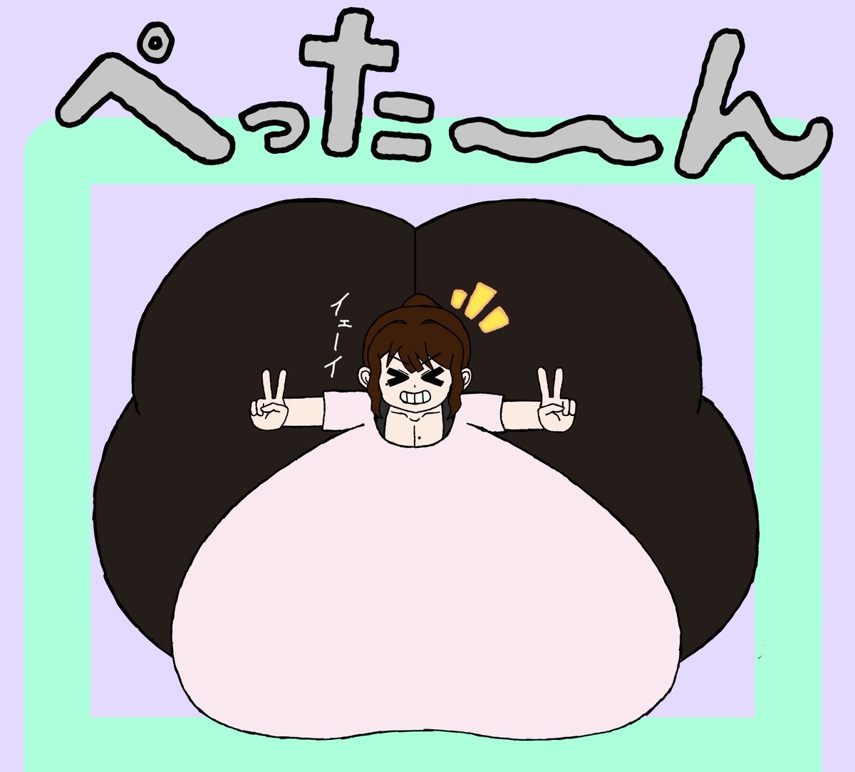 GOT_4946's tweet photo. アートレードでからめるーんさん(@karameruun )のうちの子から凛化さんが楽しく縦平面化されるイラストを描いてみましたー。(もちのロンディで裏面もありますよー) https://t.co/45tfzlIS0Z