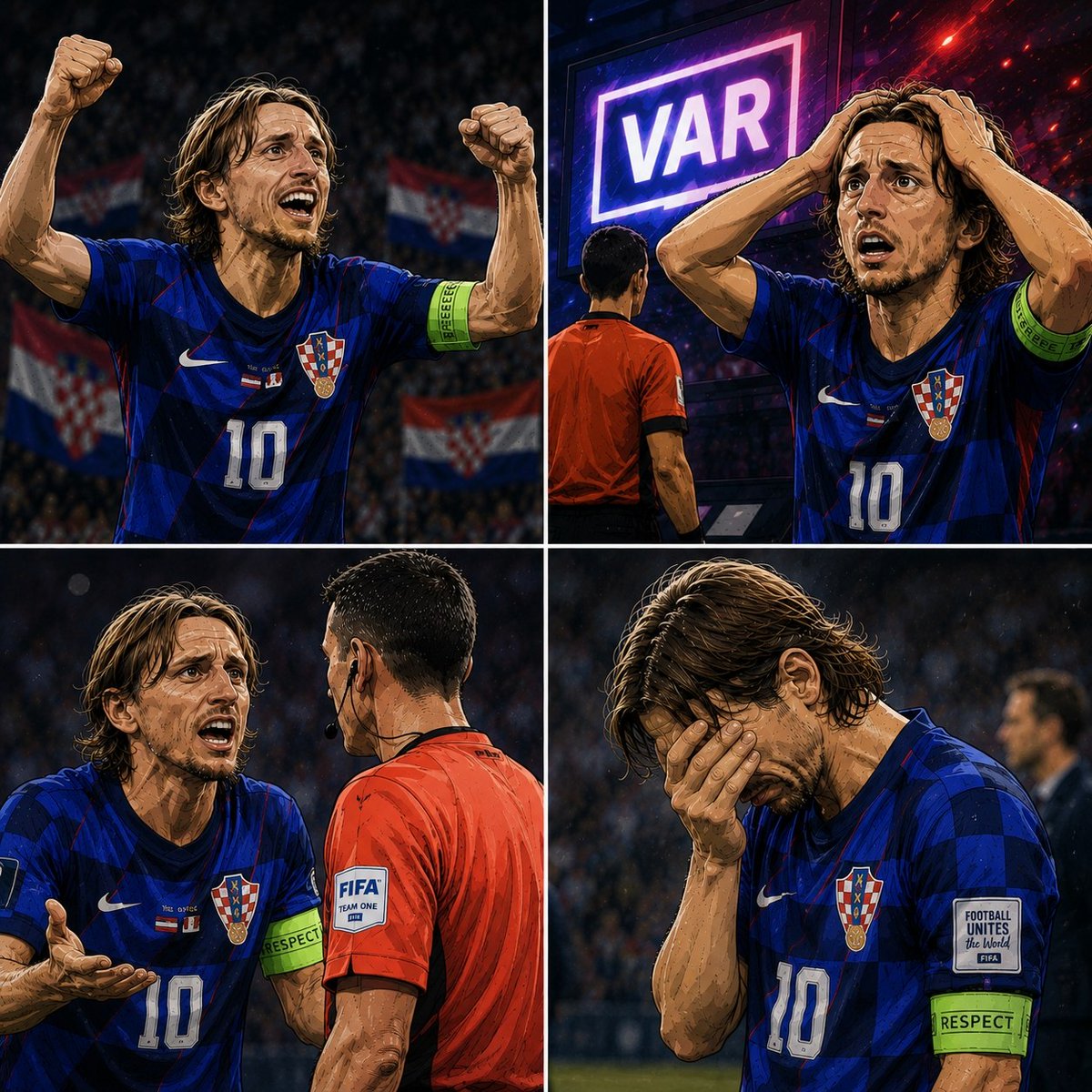 Lucromx's tweet photo. 💔 El VAR apagó el sueño de Croacia 🇭🇷 ante Portugal 🇵🇹 en el minuto 103. ⏱️😢

 Modrić se despidió, posiblemente, de su último Mundial con dolor e incredulidad.✨

 Pero su historia todavía no ha terminado.✍️🔴⚫ 

El AC Milan renovó oficialmente su contrato por una temporada, hasta junio de 2027.

A los 40 años, la última danza de Luka continúa en San Siro. 🐐🇭🇷🔥