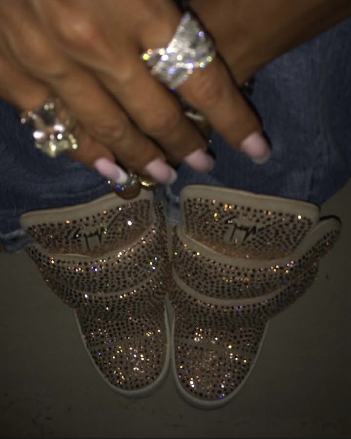 yungskuntebony's tweet photo. Bad Gyal in the Guiseppe Zanotti Swarovski Crystal Wedge Sneakers https://t.co/BZg1MLV5Hh