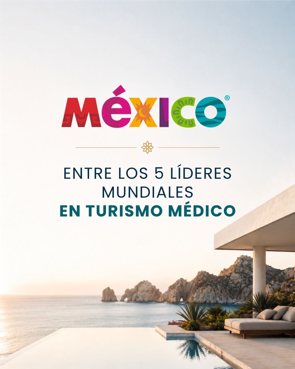 SECTUR_mx's tweet photo. México sigue consolidándose como un destino de clase mundial. 🏥🌎

Nuestro país se encuentra entre las principales naciones que destacan en el #TurismoMédico, gracias a la calidad de sus servicios de salud, la atención especializada y la riqueza de destinos que complementan una experiencia integral para quienes nos visitan. 🙌🏼

Porque en México, el bienestar también se vive mientras descubres su cultura, gastronomía y hospitalidad. 💙🤩