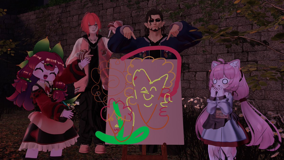 Combini24's tweet photo. 皆で焚火を見ながらお絵描きして来たぜ！！
＃VRCダルウィニー https://t.co/wdmg8HOPtG