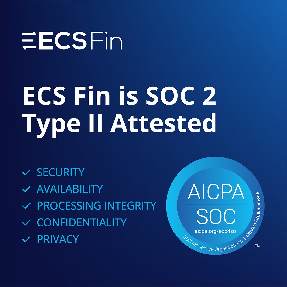 ecsfin's tweet photo. We're proud to share that @ecsfin has achieved SOC 2 Type II attestation across all five Trust Services Criteria: Security, Availability, Processing Integrity, Confidentiality, and Privacy. The attestation was performed by TÜV SÜD.

#SOC2 #SOC2TypeII #Compliance @TUVAmerica https://t.co/vJsmBuFEdc