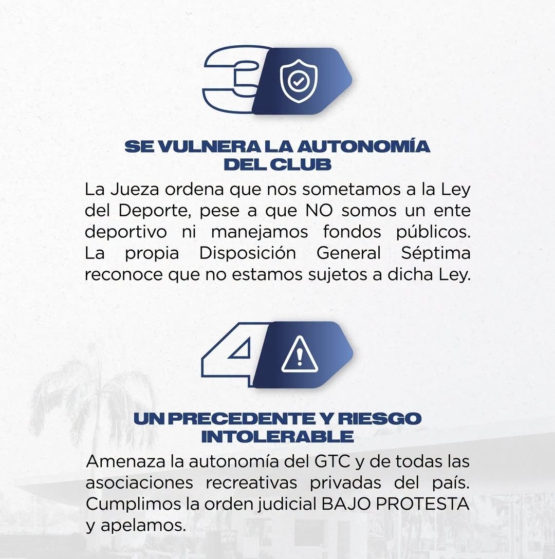 egraetzer's tweet photo. ELECCIONES EN EL GUAYAQUIL TENIS CLUB (GTC):

Yo, Eberhard Karl Graetzer SOCIO PROTECTOR del Guayaquil Tenis Club, expreso mi total y público respaldo al Tribunal Electoral, a su presidente, Dr. Carlos Muñoz Insúa, y a todos sus distinguidos integrantes, en el próximo proceso electoral del 16 de agosto 2016, cuya realización fue dispuesta por jueces y que se desarrollará bajo protesta formal del Tribunal Electoral.

Tambien, manifiesto mi respaldo a la Lista 2, encabezada por Juan Trujillo como candidato a presidente y Lissa Macchiavello como candidata a vicepresidenta, por sus incustionables meritos, e invito muy respetuosamente, a todos los socios del GTC a respaldarlos con su voto.

Confío que las elecciones sean realizadas con cordialidad y respeto, y una vez concluido el proceso electoral, el Guayaquil Tenis Club fortalezca su institucionalidad y que esta situación excepcional no vuelva a repetirse jamás, preservando siempre el espíritu de amistad, respeto al estatuto, a la libertad de expresión y unidad que ha caracterizado siempre a nuestra institución.