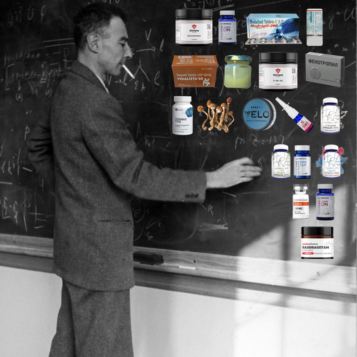 BasedBiohacker's tweet photo. nootropics ranking tier list, all compounds explained:

S TIER:
> bromantane: upregulates tyrosine hydroxylase, increasing dopamine synthesis capacity at a genetic level

> pinealon: crosses nuclear membrane modulating gene expression for cognitive clarity and brain optimization

> modafinil: removes sleep pressure maintaining wakefulness and focus for 12+ hours without tolerance buildup

> cognizin: citicoline directly supporting acetylcholine production and membrane integrity for memory and focus

> armodafinil: r-enantiomer variant with cleaner pharmacokinetics and longer sustained duration

A TIER:
> tadalafil: PDE5 inhibitor improving cerebral blood flow and vascular optimization systemically

> royal jelly: bee-derived nutrient complex improving energy, recovery, fertility and vitality while also supporting hormonal balance

> 9-Me-BC: MAO-B inhibitor preventing dopamine breakdown while promoting neurogenesis and BDNF

> phenylpiracetam: the most potent racetam, enhancing memory and serving some major stimulant properties

> selank: anxiolytic peptide reducing anxiety without sedation, + maintaining cognitive clarity simultaneously

> epitalon: bioregulator activating telomerase and restoring circadian rhythm synchronization for cellular longevity and enhanced recovery

B TIER:
> thiamine TTFD: lipophilic B1 form crossing blood-brain barrier, supporting mitochondrial energy production and neurotransmitter synthesis

> psilocybin mushrooms: neuroplasticity promoter and default mode network reorganizer for creative thinking

> nicotine: because it's awesome. increases dopamine and attention, working memory, and focus acutely

> semax: peptide nootropic elevating focus, reducing anxiety while maintaining cognitive drive through neuroprotective mechanisms

> L-tyrosine: dopamine precursor useful specifically in combination with bromantane

> fasoracetam: GABA-B receptor upregulator improving working memory and anxiety reduction + creativity

F TIER:
> adderall XR: amphetamine causing dopamine receptor downregulation, neurotoxicity, and long-term cognitive decline

> phenibut: GABAergic compound with extreme addiction potential and legitimately dangerous withdrawal risk

my thoughts and experiences, not medical advice.

practical info + sourcing for all mentioned: https://t.co/hI1Nt0OHqr