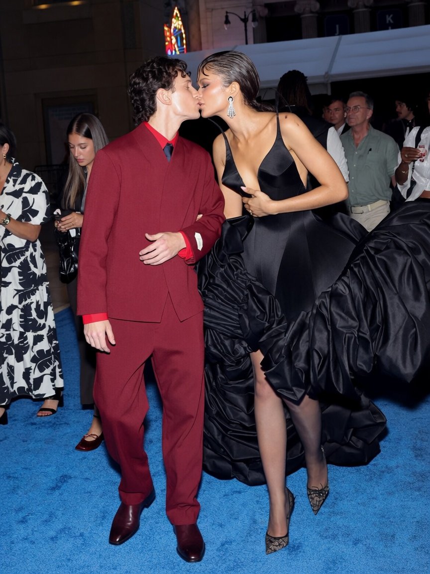 BuzzCrave_'s tweet photo. Zendaya and Tom Holland share sweet kiss while leaving the 'Spider-Man: Brand New Day' Premiere. https://t.co/fdGzVD6duk