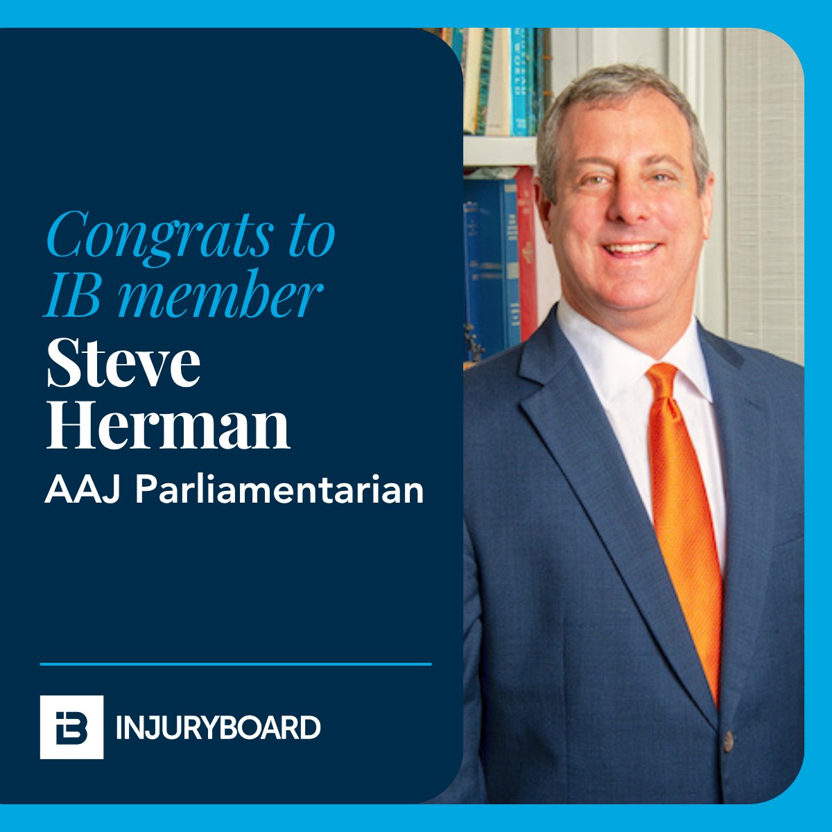 injuryboard's tweet photo. We’re proud to recognize Steve Herman of @fish_hay on his election to AAJ Parliamentarian! 🌟 His leadership, dedication to the legal profession, and longstanding commitment to AAJ make him an outstanding choice for this position.

Please join us in congratulating Steve on this well-deserved appointment!

#AAJ #AAJLeadership #Parliamentarian