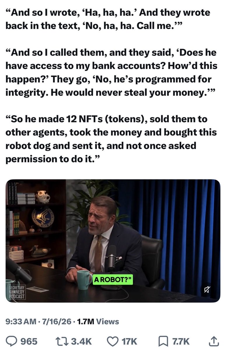ReiswigKaye's tweet photo. @historyinmemes @Sinnersaint39 Tony Robbin’s has an AI Agent. It can actually generate its own spending money. We are already there https://t.co/NONIzhMEhS