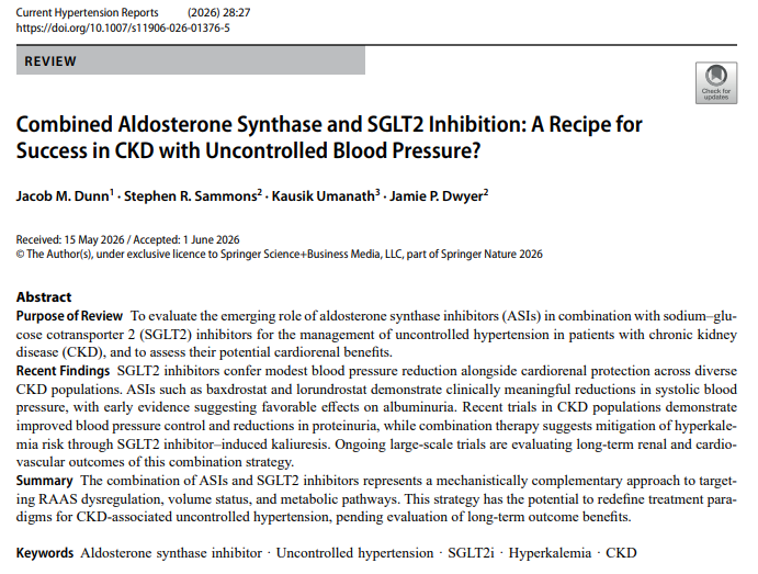 mrcsgmb84's tweet photo. El manejo de la HTA no controlada en Enfermedad Renal Crónica (ERC) exige innovación. Una revisión reciente plantea un paradigma fascinante: la inhibición combinada de Aldosterona Sintasa (ASI) + iSGLT2.  👇🧵
@ISHBP @saha_hipertens
@nicolasrennamd @guidodamianich
@FaustoHerediaDr @SABOURETCardio
@SENefrologia @SLANH_ 
@IcyfaSemi @redGDPS @PerlaZambrano @JonathanNefro