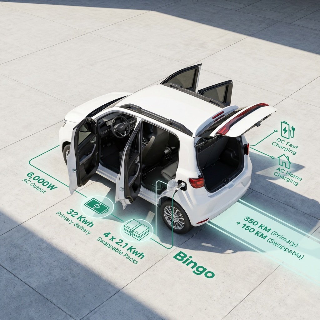 MwangoCapital's tweet photo. California EV startup Bingo has entered Kenya with its E2 electric car, targeting ride-hailing and last-mile delivery operators with a battery-swapping model and range of up to 440km:

—The company plans Nairobi assembly from December 2026, targeting 1,500 sales in 2027 and 10,000 vehicles on Kenyan roads by end-2028.

—Bingo also plans to roll out battery-swapping stations, DC fast chargers and roadside battery support as it builds out its EV ecosystem in Kenya.