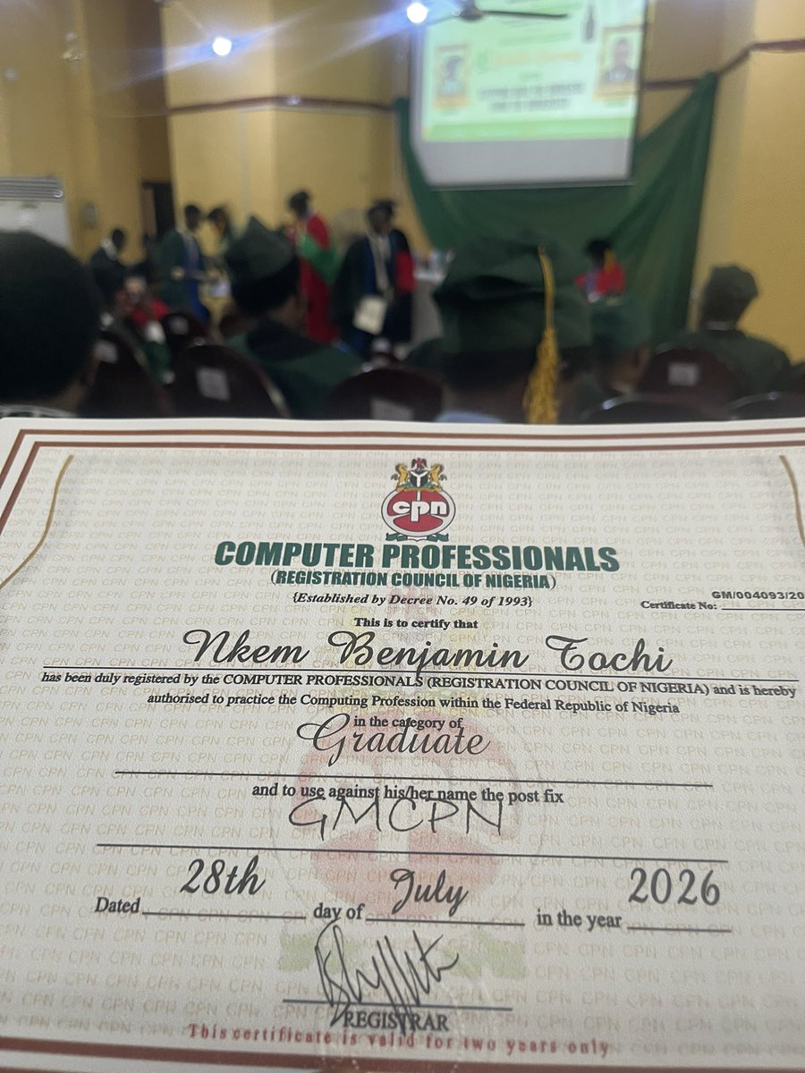 MainNkem's tweet photo. Through the ups and downs,

Finally, finally.

Officially inducted as a Computer Science graduate. 🎓

Grateful for the journey. On to the next chapter. https://t.co/9Wu4Y5BTEc