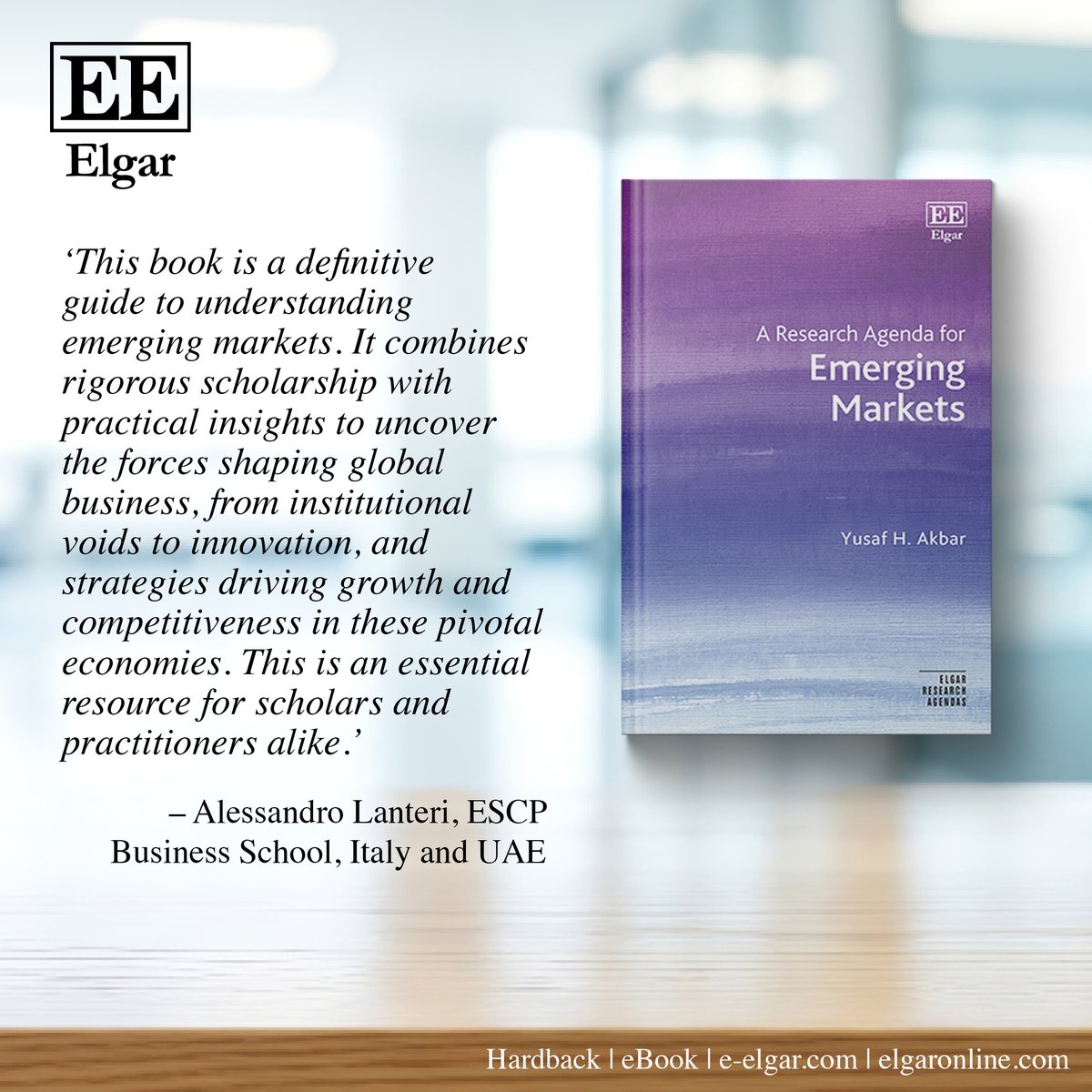 ElgarPublishing's tweet photo. NEW
A Research Agenda for #EmergingMarkets
Yusaf Akbar @ceu
Explores how emerging markets are increasingly influencing the global trajectories of commerce, innovation, and investment
ℹ️ https://t.co/VoUxGc1jyK
Sample https://t.co/M38o81FAdJ
#Multinationals #InternationalBusiness https://t.co/1iTZPQsXxb