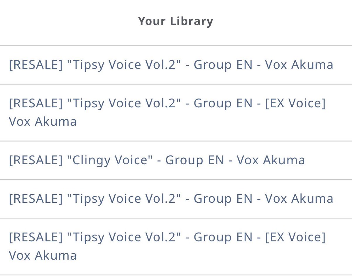 MayGrace_'s tweet photo. I accidentally bought the same voice pack twice, but it’s okay, I’m just supporting Vox…(＞人＜;) https://t.co/SPHYRhDeh1