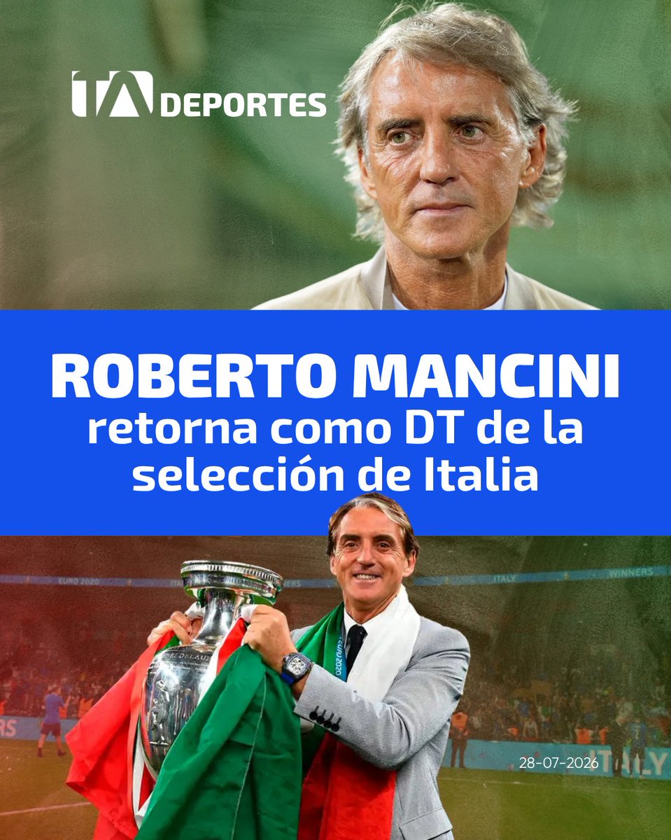 TAdeportesec's tweet photo. ⚽ https://t.co/X16r1kZ2Wq 👉 El reconocido entrenador Roberto Mancini regresa como director técnico de la selección de #Italia junto a Claudio Ranieri. https://t.co/mjp1SDwJoD