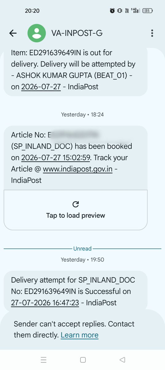 Raziv40's tweet photo. @IndiaPostOffice @IPPBOnline I have received a SMS form @IndiaPostOffice for item will out for delivery and item is delivered but at present I have not received any item...what a service from @IndiaPostOffice 

@aajtak @DDNewslive @bbc https://t.co/kvF15JEMA0