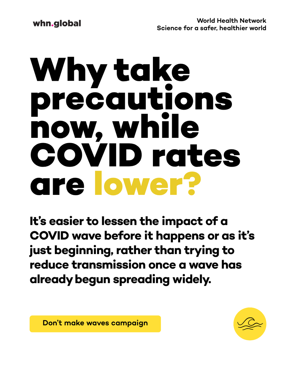 TheWHN's tweet photo. COVID levels may be lower right now, but this is exactly when prevention can make the biggest difference.

Wastewater data shows that COVID often follows a pattern of major seasonal waves. By layering protections early, wearing N95s, improving indoor air, testing, and staying home when sick, we can help slow a summer surge before it builds.

Join WHN’s Don’t Make Waves campaign and help spread the message: take precautions now to protect your community later.

https://t.co/DzFgErrC9u

#COVID #COVID19 #PublicHealth #Wastewater #InfectionPrevention #LongCOVIDAwareness #LongCOVID