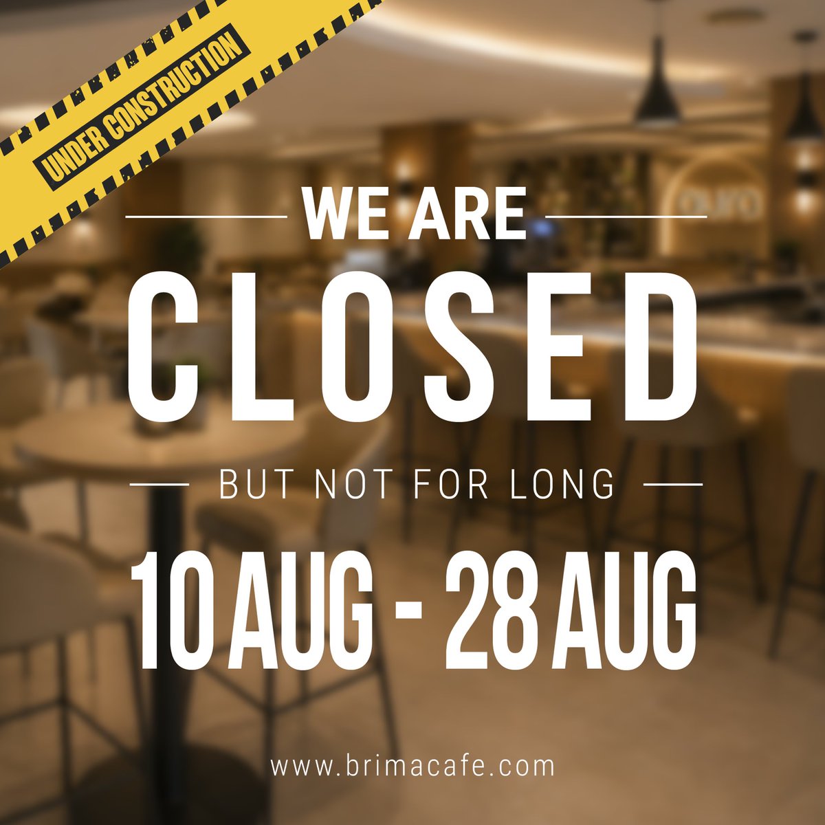 _auragrill_'s tweet photo. We’re making space for something even better. 

BRIMA Café will be temporarily closed from 10 August to 28 August as we undergo exciting renovations to enhance your experience.

We can’t wait to welcome you back with a refreshed space designed for even better moments, great coffee and unforgettable meals.

Thank you for your patience and continued support. 

See you soon! 💛 

#brimacafe #underconstruction#seeyousoon