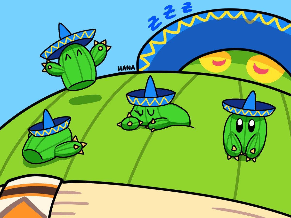 SakuraHana2008's tweet photo. "Hop on Papito"
His little cactus kids enjoyed playing his big cactus belly while he's asleep.
My content right now: AMINGO (why I couldn't resist this Capcom cactus?)
#fanart #amingo #marvelvscapcom2 #mvc2 #capcom #videogamefanart https://t.co/fOPUVmrJCj