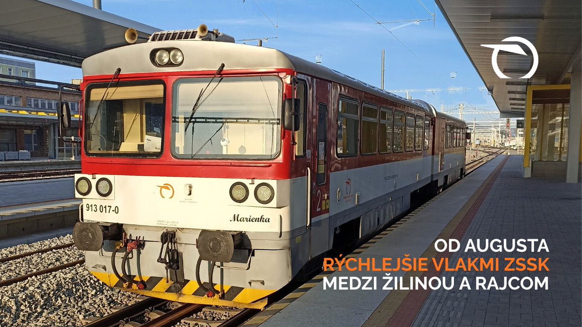 zssk_official's tweet photo. 🚆 Od soboty 1.8. sa medzi Žilinou a Rajcom skráti jazdný čas vybraných osobných vlakov približne o 10 minút. Mierne sa mierne upravia časy odchodov a príchodov.

⚠️ Pred cestou si skontrolujte svoj spoj v aplikácii IDeme vlakom alebo vo vyhľadávači spojení. https://t.co/kVEjAx6aVj