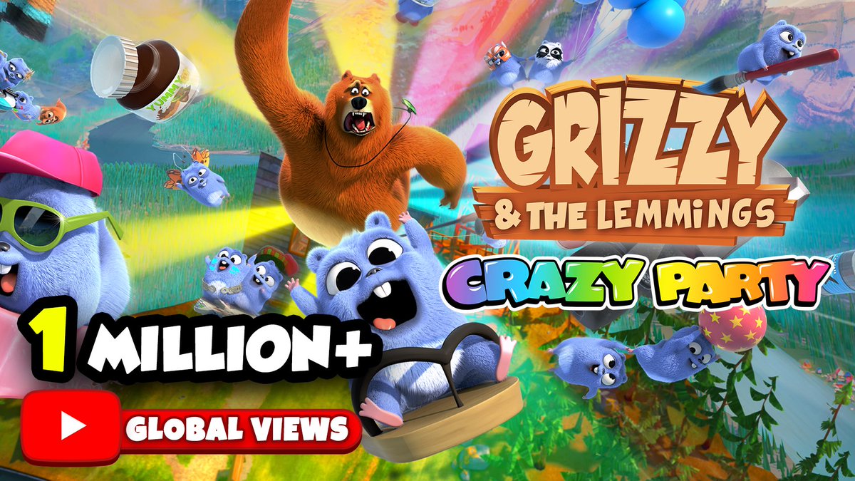 BalioStudio's tweet photo. 10 days until launch!

Our Grizzy &amp; the Lemmings: Crazy Party trailers have officially passed 1 MILLION+ global views!

See you on August 7!

#GrizzyAndTheLemmings #CrazyParty #1MillionViews #Gaming https://t.co/mF5sSCxJSo