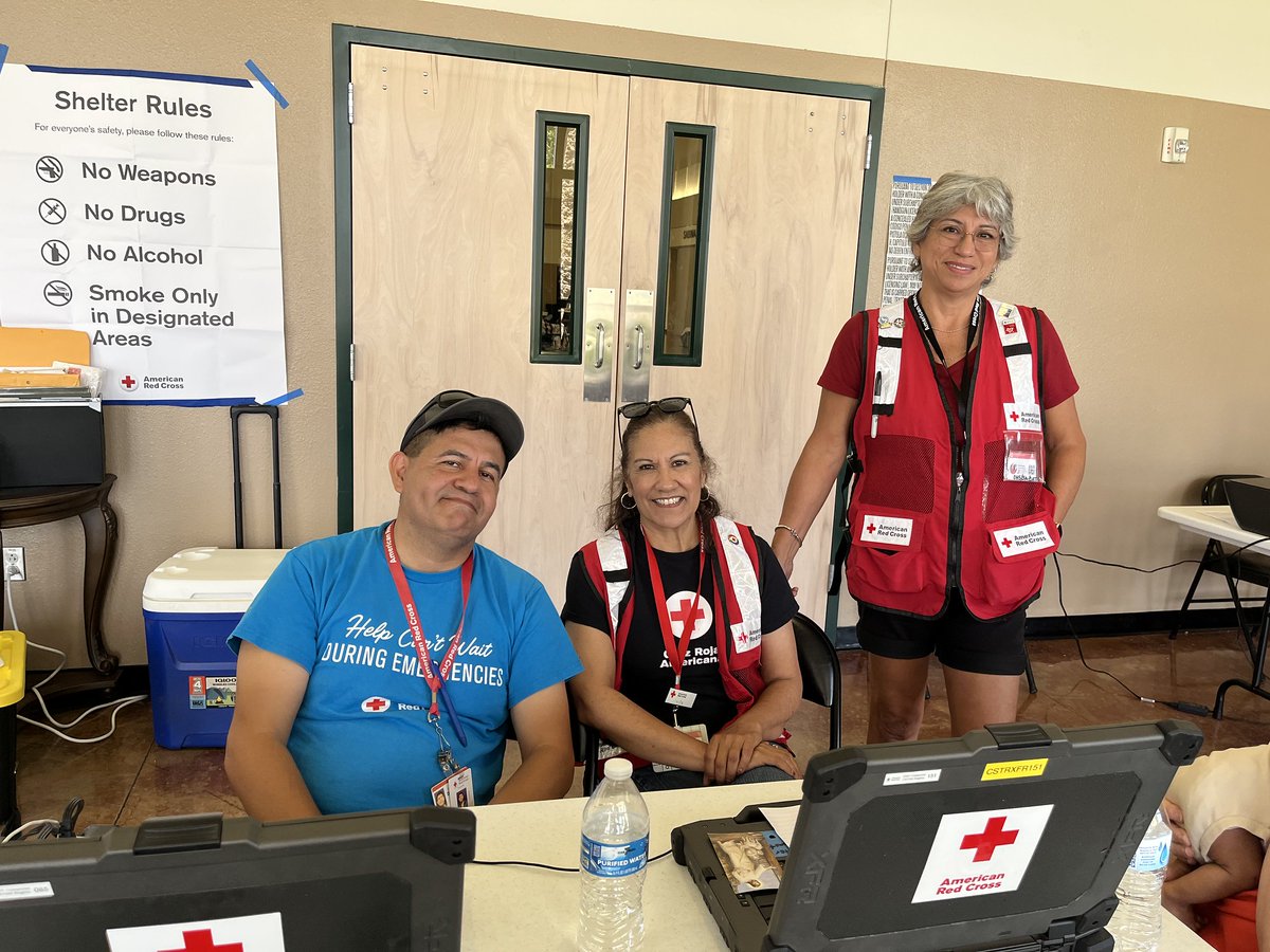 RedCross's tweet photo. It’s been a busy month for Red Cross volunteers as they respond to disasters across multiple states and territories.

• Out West, volunteers are supporting communities affected by major wildfires burning across multiple states, including Oregon, Colorado, Utah and Washington. Shelters are open for evacuees, and Red Cross teams are providing meals, emotional support, air scrubbers and N95 masks as dangerous fire conditions continue.

• Across the East, severe storms brought tornadoes and flooding from Kentucky to New England. Red Cross shelters have welcomed displaced families, while disaster teams are helping assess damage and support communities facing power outages, road closures and flooded homes.

• In Texas, Red Cross teams continue helping people recover from recent flooding while communities face another threat: extreme heat. Shelters remain open for anyone needing a cool place to stay, a meal, resources or a place to charge their phone as temperatures climb.

• In Guam and the Northern Mariana Islands, Red Cross teams continue helping families recover after two super typhoons struck just 83 days apart. Volunteers are supporting shelters, clearing debris, and providing supplies, financial assistance, health services, and other resources to help communities recover.

How can you help when a disaster strikes? The best way to support our relief efforts is to donate. Your gift helps the Red Cross provide shelter, meals, relief supplies and comfort to people affected by wildfires, storms, flooding, and other disasters across the country. Every donation makes a difference for families facing some of their toughest days: https://t.co/xqXhXk51g9