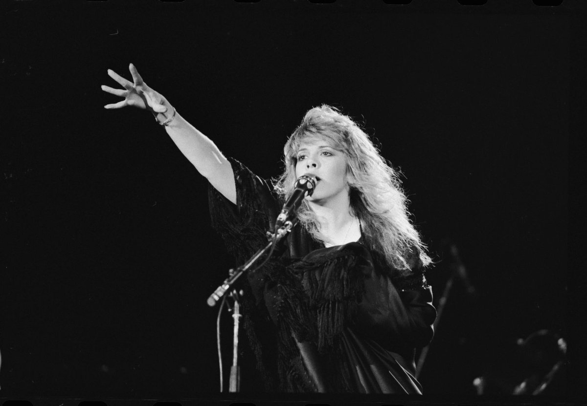 crockpics's tweet photo. Stevie Nicks reaching out to the crowd during Fleetwood Mac's concert at Alpine Valley Music Theatre in East Troy, Wisconsin, back on July 19, 1978. Taken at the absolute peak of the Rumours tour, this photo catches Stevie in her signature fringed black shawl owning the stage with that legendary ethereal energy. Photo by Paul Natkin 

What is your favorite Stevie Nicks song?👇️