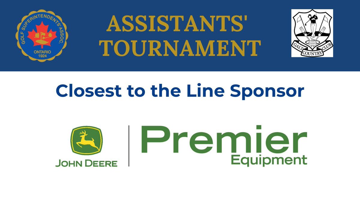 OntarioGSA's tweet photo. The OGSA's 2026 Assistants' Tournament is coming up fast and we are so excited to see who wins the on-course competitions like the Closest to the Line, sponsored by @PremierGolfTurf! See you at Galt Country Club on Aug. 10. https://t.co/U9QqQ0d9ck