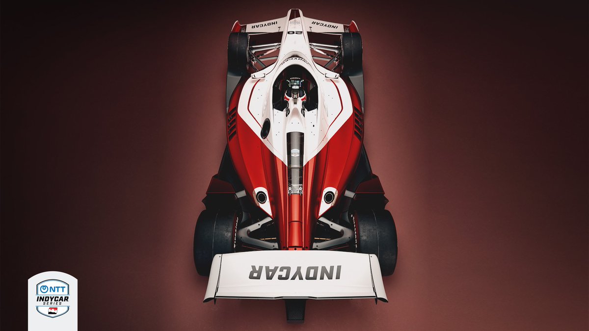 bobpockrass's tweet photo. INDYCAR unveiled renderings of new car today:
-100 pounds lighter with hybrid 20 pounds lighter and gearbox 25 pounds lighter 
-should be faster
-more stable front wing for superspeedways
-teams no longer will design dampers. Teams have options from a single-source supplier https://t.co/hBXvoRQXv3